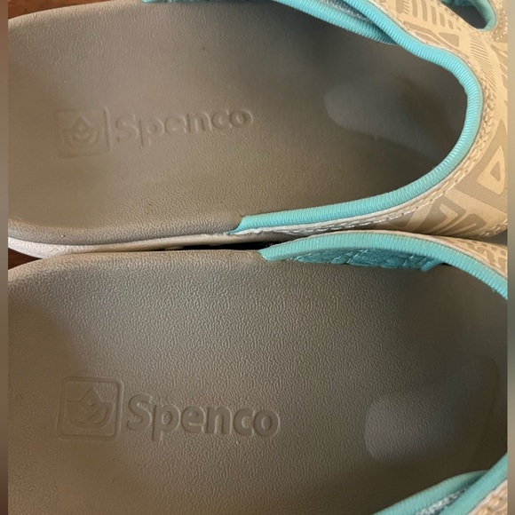 SPENCO Beige and Teal Adjustable Slide Sandals size 8 Tribal Slide Women's - Picture 7 of 9